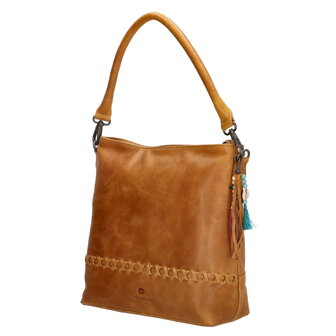 Leren Schoudertas dames Micmacbags Friendship Camel