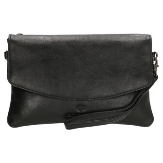 Zwart leren schoudertasje / clutch Micmacbags