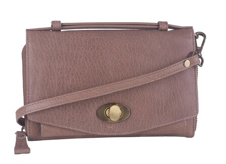 Leren Schoudertasje Napels Bag2Bag Grey/Taupe