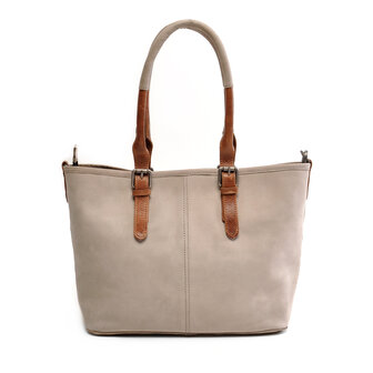 Berba Bags Leren schoudertas Barbarossa Femme Taupe achterkant