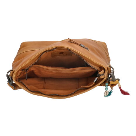 Leren Schoudertas dames Micmacbags Friendship Camel