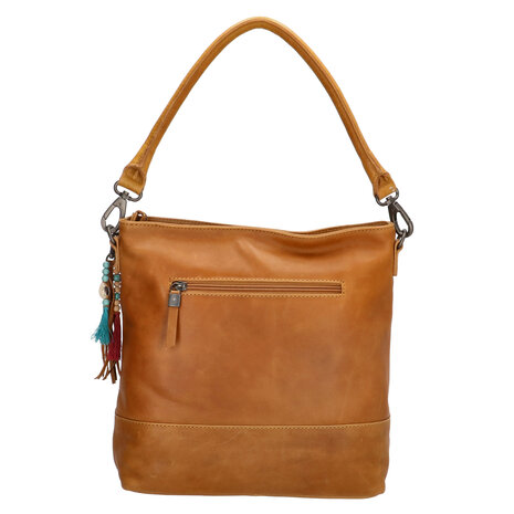 Leren Schoudertas dames Micmacbags Friendship Camel