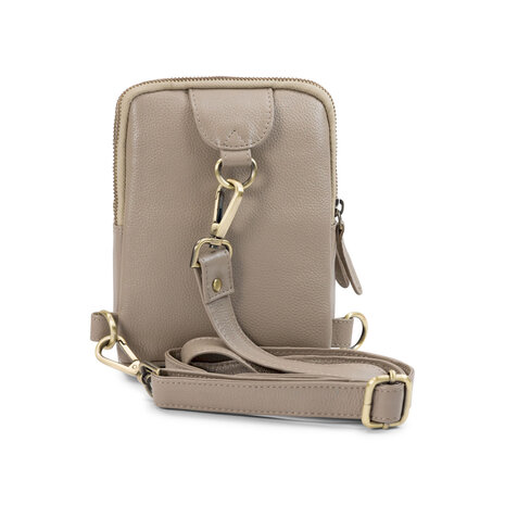 Bag2Bag Leren crossbody tasje AJ15 Taupe